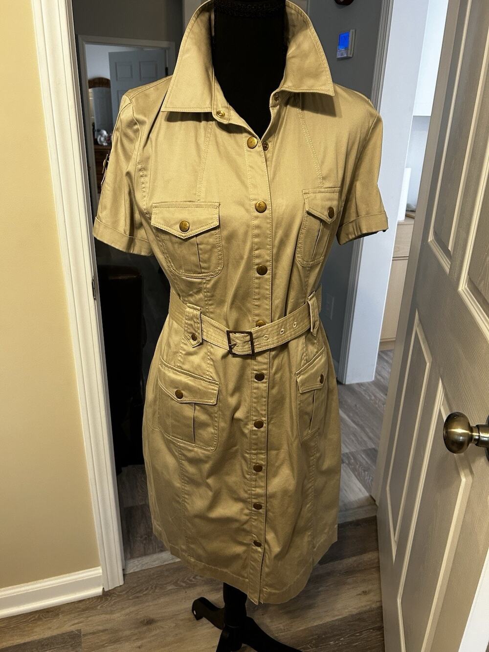 Calvin Klein Women Tan Trench Coat Style Dress Size 2